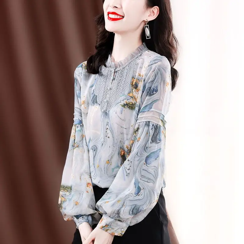 2023 Vintage Printing Women Shirt Spring Summer New Fashion Lantern Sleeve Chiffon Temperament Blouse Chic Women's Clothing
2023 Vintage Printing Women Shirt Spring Summer New Fashion Lantern Sleeve Chiffon Temperament Blouse Chic Women's Clothing