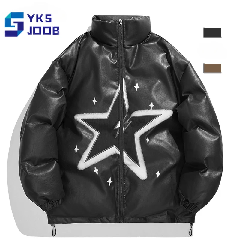 Куртка мужская кожаная с хлопковой подкладкой, свободная уличная одежда в стиле хип-хоп со звездным принтом, Повседневная модная утепленная куртка в стиле Харадзюку
Куртка мужская кожаная с хлопковой подкладкой, свободная уличная одежда в стиле хип-хоп со звездным принтом, Повседневная модная утепленная куртка в стиле Харадзюку