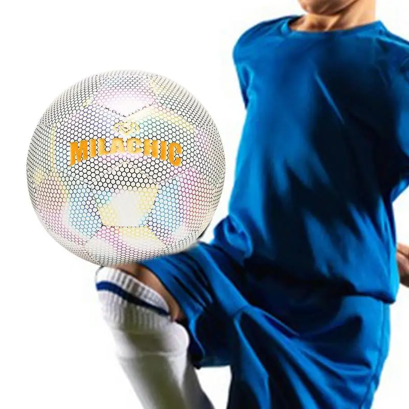 

Светящийся светящийся футбольный мяч, портативный светоотражающий светящийся футбольный мяч, светящийся футбольный мяч для взрослых, девочек и детей