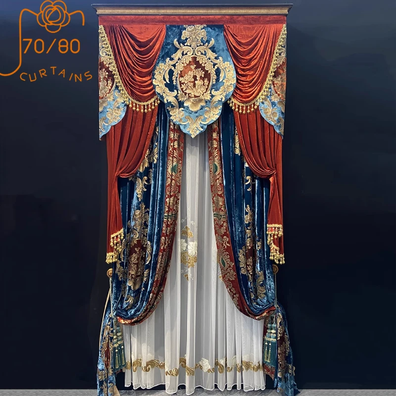 European Style Palace Velvet Gilding Splicing Blackout Curtains for Living Room Bedroom French Window Villa Custom Valance
European Style Palace Velvet Gilding Splicing Blackout Curtains for Living Room Bedroom French Window Villa Custom Valance