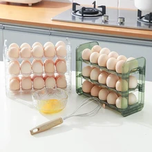 Layers Large Capacity Egg Holder for Refrigerator,Flip Design 30 Eggs Organizer，Foldable Storage Fridge Side Door Egg Organizer
