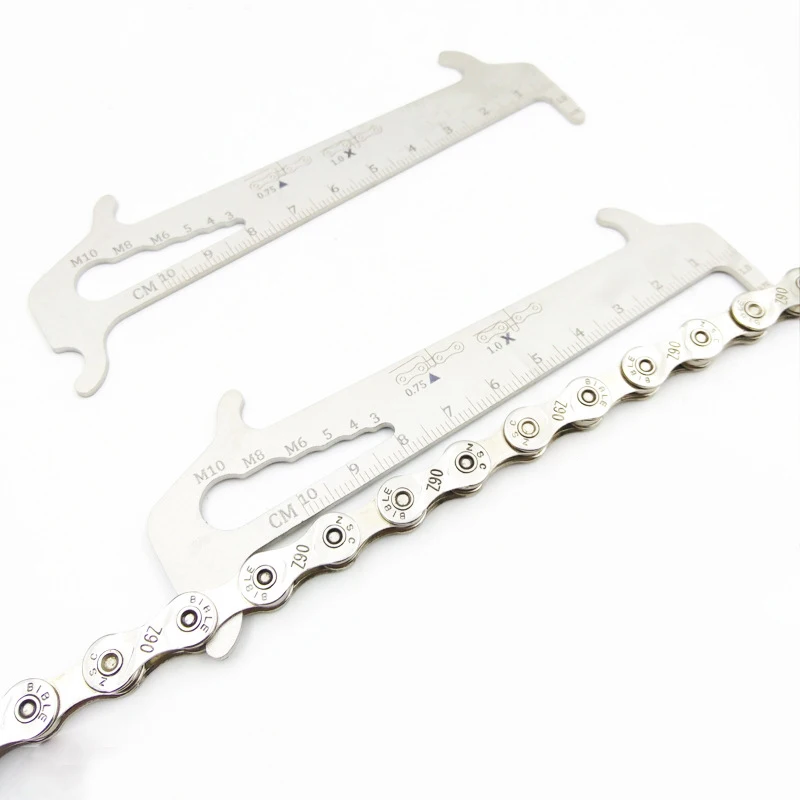 Bicycle Chain Wear Checker Indicator Stainless Steel Card Gauge Measurement Ruler Cycling Repair Tools MTB Bike Accessories
Bicycle Chain Wear Checker Indicator Stainless Steel Card Gauge Measurement Ruler Cycling Repair Tools MTB Bike Accessories