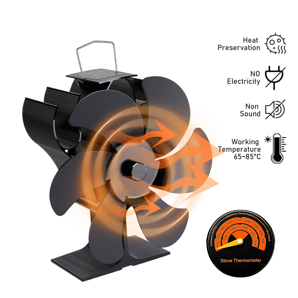 Black Fireplace Fan 6 Blades Stove Fan Log Wood Burner No Battery Required Eco-friendly Quiet Home Efficient Heat Distribution
Black Fireplace Fan 6 Blades Stove Fan Log Wood Burner No Battery Required Eco-friendly Quiet Home Efficient Heat Distribution