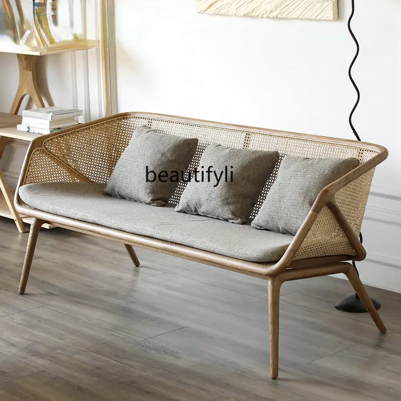 yj Rattan Sofa Nordic Mid-Ancient Couch Japanese Style Living Room Solid Wood Designer Three-Seat
yj Rattan Sofa Nordic Mid-Ancient Couch Japanese Style Living Room Solid Wood Designer Three-Seat