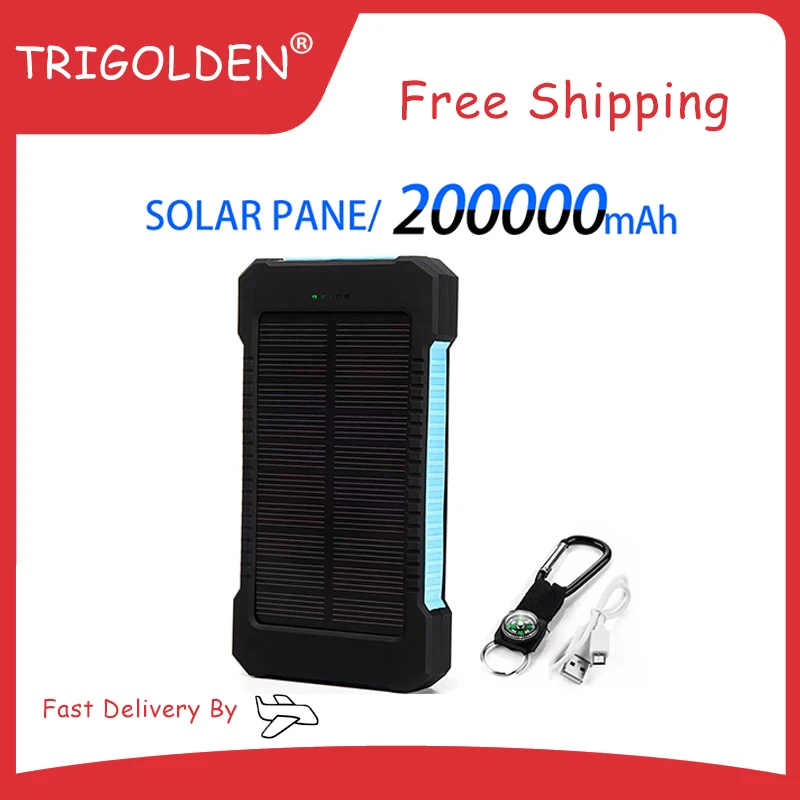 200000mAh External Battery Solar Power Bank LEDSOS Flashlight FAST Charging Portable Waterproof Powerbank for Smart Mobile Phone
200000mAh External Battery Solar Power Bank LEDSOS Flashlight FAST Charging Portable Waterproof Powerbank for Smart Mobile Phone