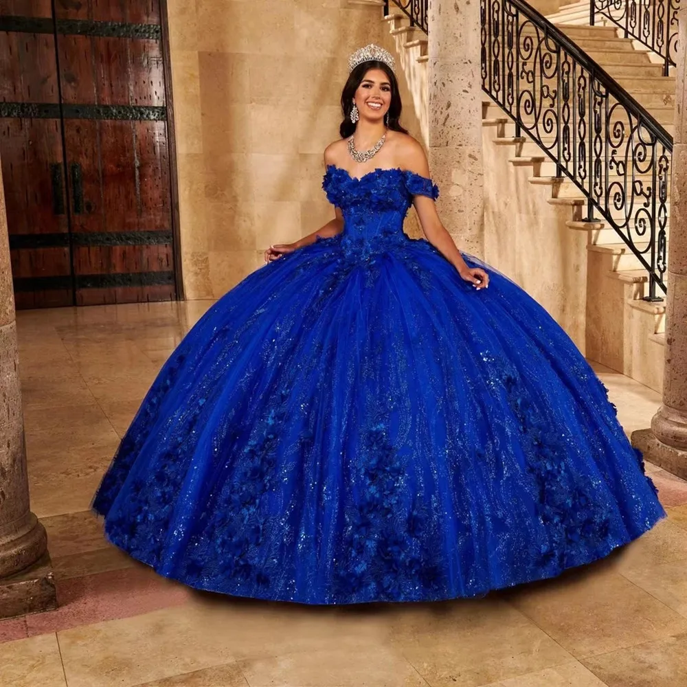 Royal Blue Quinceanera Dresses For Sweet Girl Beaded Sequined Handmade 3D Flowers Graduatin Party Prom Dress vestidos de 15 años
Royal Blue Quinceanera Dresses For Sweet Girl Beaded Sequined Handmade 3D Flowers Graduatin Party Prom Dress vestidos de 15 años