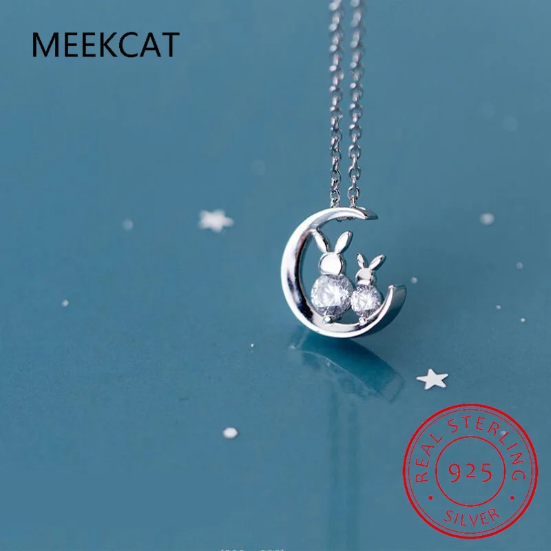 925 Sterling Silver Crescent Moon Pendant Necklace Cute Rabbit Neck Chain for Women Birthday Gift Fine Jewelry BSN302
925 Sterling Silver Crescent Moon Pendant Necklace Cute Rabbit Neck Chain for Women Birthday Gift Fine Jewelry BSN302