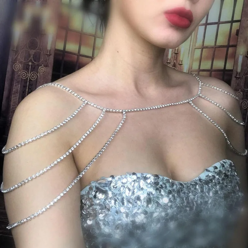 Simple Shoulder Chain Jewelry Necklace Wedding Crystal Shirt Women's Harness Fashion Suit Sexy Layered Bra Party Gifts
Simple Shoulder Chain Jewelry Necklace Wedding Crystal Shirt Women's Harness Fashion Suit Sexy Layered Bra Party Gifts
