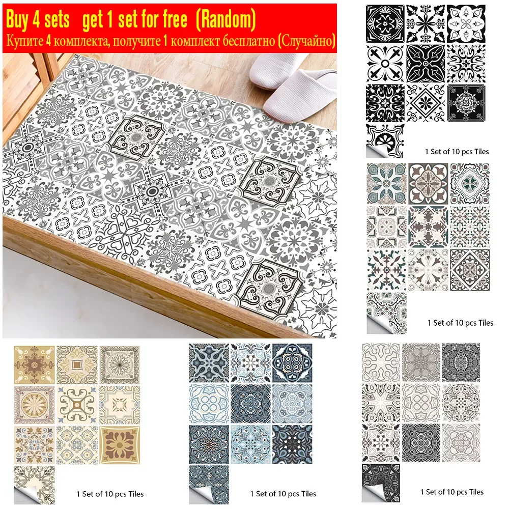 10pcs Retro Pattern Matte Surface Tiles Sticker Transfers Covers for Kitchen Bathroom Tables Floor Hard-wearing Art Wall Decals
10pcs Retro Pattern Matte Surface Tiles Sticker Transfers Covers for Kitchen Bathroom Tables Floor Hard-wearing Art Wall Decals