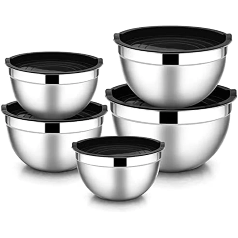 5 Pcs Mixing Bowl,Stainless Steel Stackable Salad Bowl With Airtight Lid,Serving Bowl For Kitchen Cooking Baking,Etc
5 Pcs Mixing Bowl,Stainless Steel Stackable Salad Bowl With Airtight Lid,Serving Bowl For Kitchen Cooking Baking,Etc