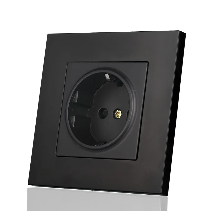 Настенная черная универсальная Европейская панель розетки немецкий стандарт тип 86 Европейская розетка 
Настенная черная универсальная Европейская панель розетки немецкий стандарт тип 86 Европейская розетка