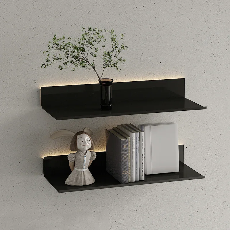 

Creative Glow Storage Rack Built-in Led Light Wall Hanging Aluminum Alloy Decorative Laminate Nordic Style Simple Bookshelf