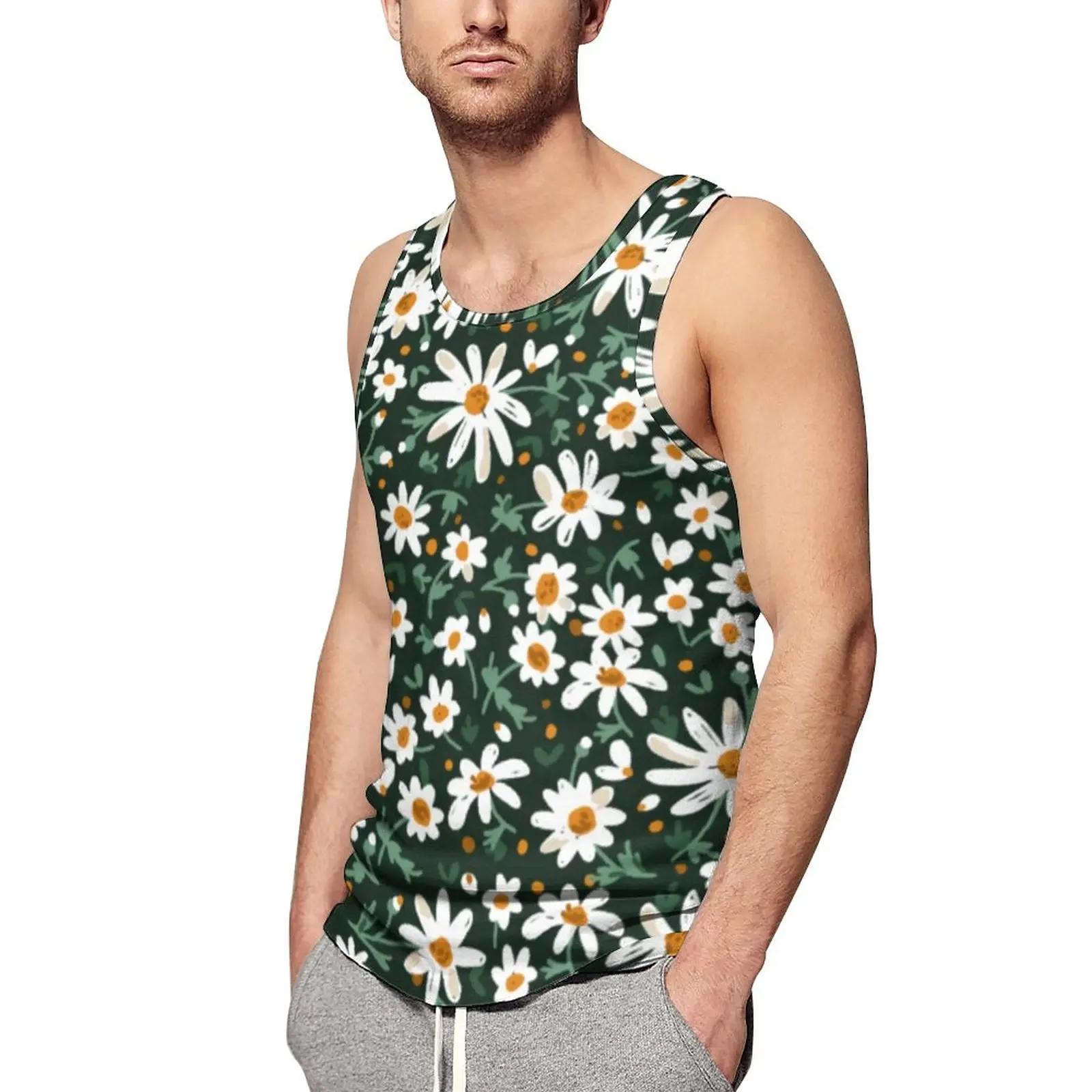 Elegant Daisy Summer Tank Top White Flower Print Bodybuilding Tops Mens Pattern Trendy Sleeveless Shirts Plus Size
Elegant Daisy Summer Tank Top White Flower Print Bodybuilding Tops Mens Pattern Trendy Sleeveless Shirts Plus Size
