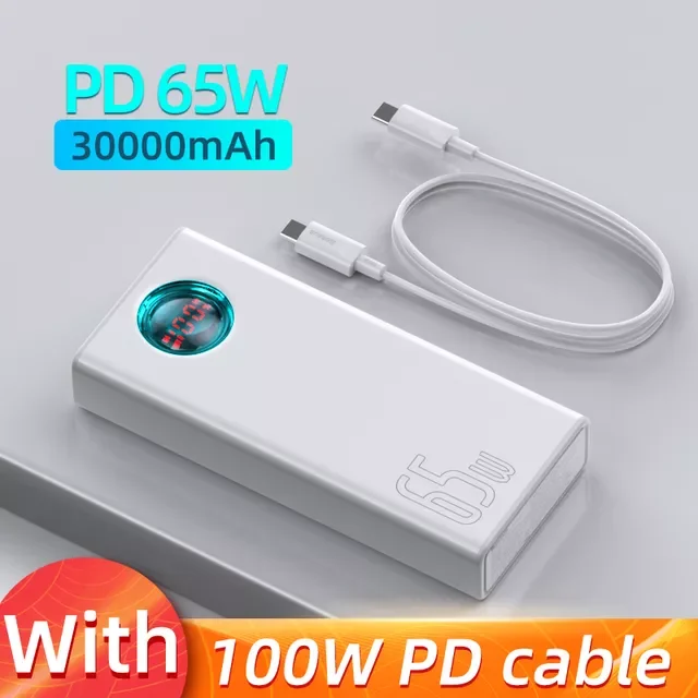65W Power Bank 30000mAh 20000mAh Quick Charge PD QC 3.0 SCP AFC Powerbank For iPad Laptop External Battery For iPhone 12
65W Power Bank 30000mAh 20000mAh Quick Charge PD QC 3.0 SCP AFC Powerbank For iPad Laptop External Battery For iPhone 12