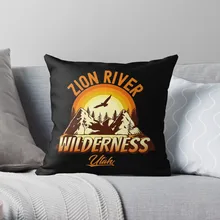 Zion River State Park Utah Trail Hiker Throw Pillow Print Zipper Decorative case Core Not Included