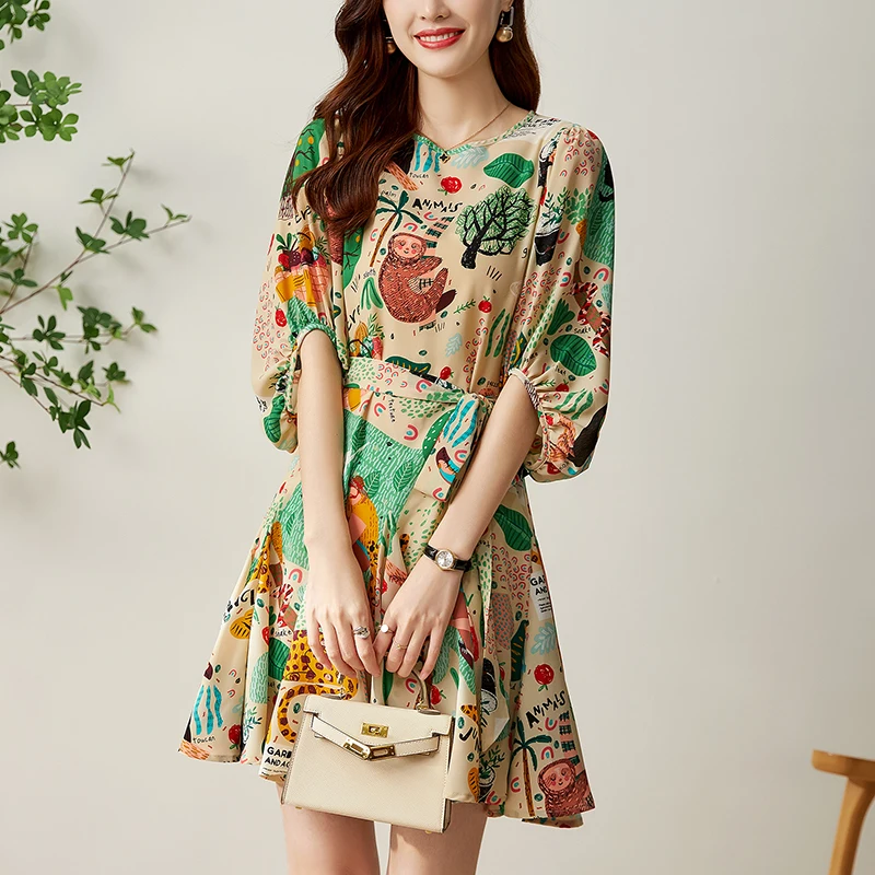 Summer Dresses For Women 2022 Three Quarter Sleeve Chic Elegant Casual Women's Dress A-line Woman Fashion Vintage Print Dress
Summer Dresses For Women 2022 Three Quarter Sleeve Chic Elegant Casual Women's Dress A-line Woman Fashion Vintage Print Dress