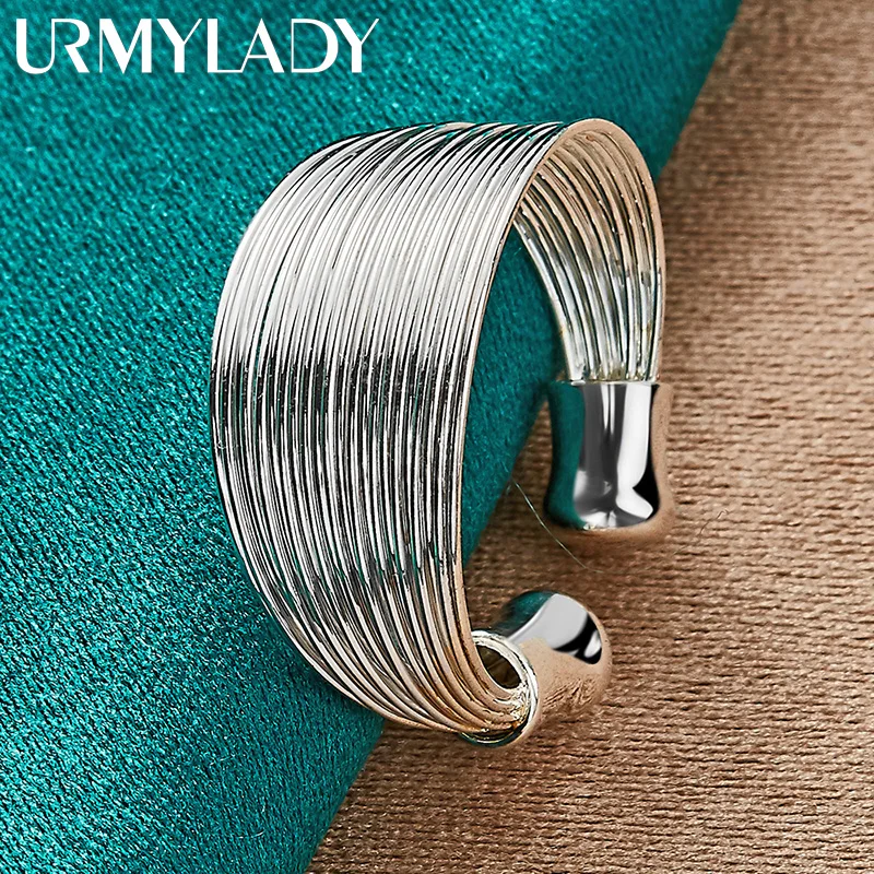

URMYLADY 925 Sterling Silver Multi Coil Adjustable Ring For Women Men Wedding Party Fashion Charm Jewelry