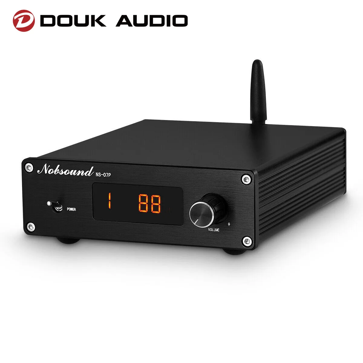 DOUK Audio HiFi 3-Way Bluetooth 5.0 Стерео Предусилитель с контролем громкости PGA2310 Беспроводной приемник включен.