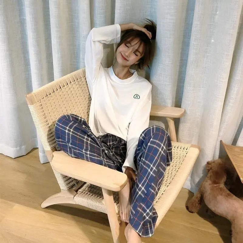 QWEEK Plaid Pants Room Wear Women's Pajamas Autumn 2 Piece Set Sleepwear for Sleeping Pijama Home Wear Home Clothes Pyjamas Suit
QWEEK Plaid Pants Room Wear Women's Pajamas Autumn 2 Piece Set Sleepwear for Sleeping Pijama Home Wear Home Clothes Pyjamas Suit