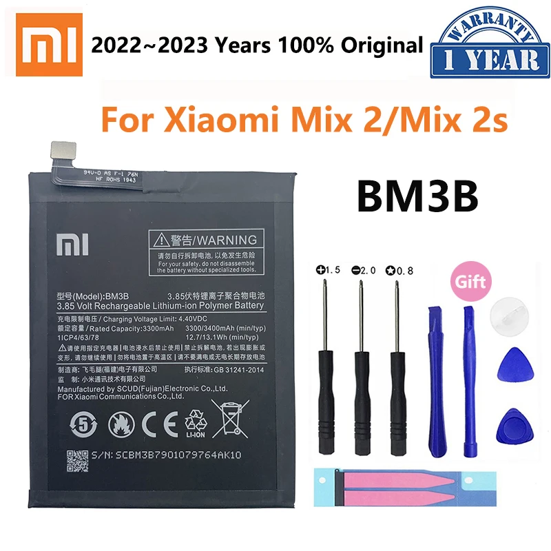 

Original Xiao Mi Original Replacement Battery BM3B For Xiaomi MIX 2 2S MIX2 S 3400mAh High Capacity Phone Batteries Free Tools