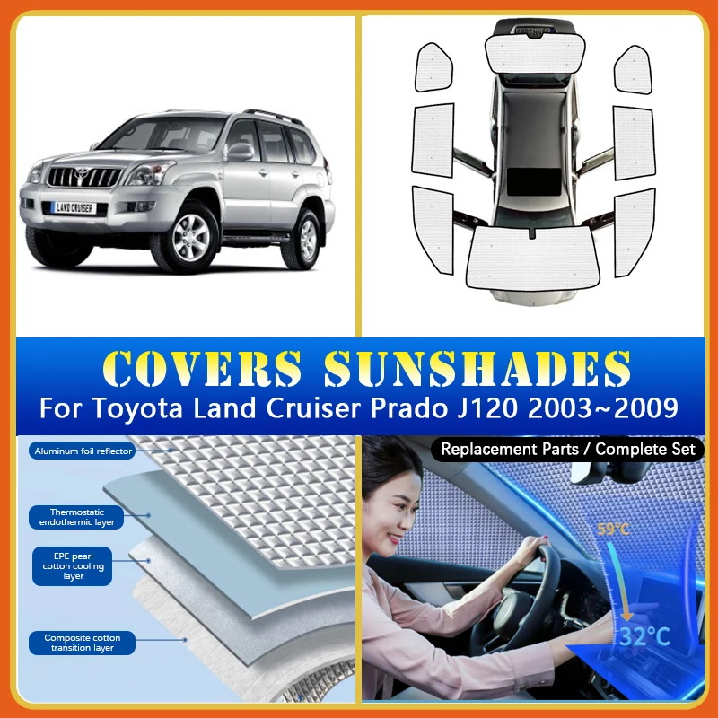 Car Sunshade Covers For Toyota Land Cruiser Prado J120 LC120 FJ120 2003~2009 5door Sunscreen Window Coverage Pad Car Accessories
Car Sunshade Covers For Toyota Land Cruiser Prado J120 LC120 FJ120 2003~2009 5door Sunscreen Window Coverage Pad Car Accessories