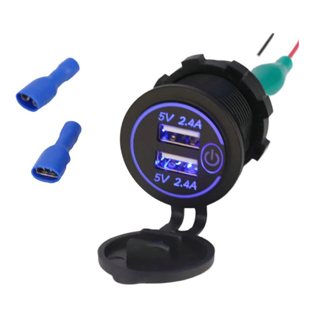5V 4.8A Dual port Car USB Charger Red/Green/Blue color Ring Light with touch switch car and motorcycle modification
5V 4.8A Dual port Car USB Charger Red/Green/Blue color Ring Light with touch switch car and motorcycle modification