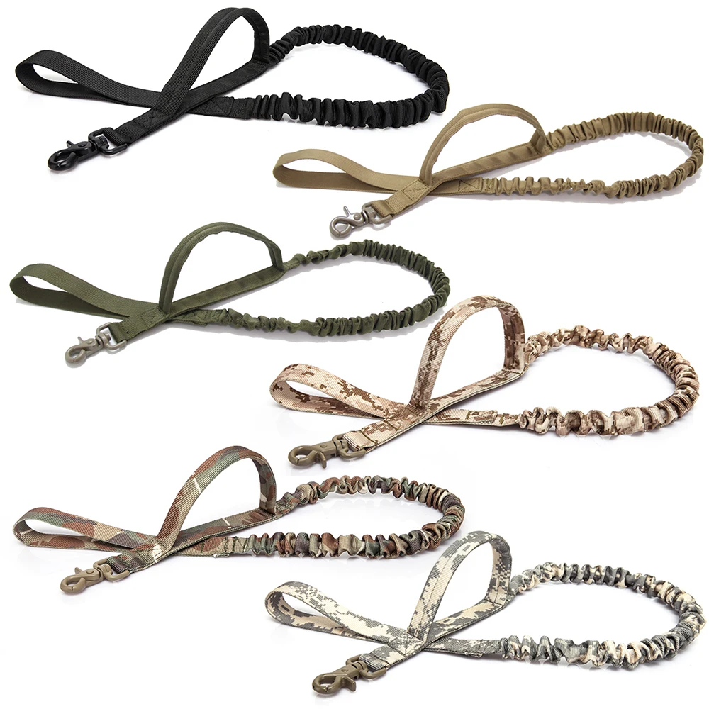 

Tactical Bungee Dog Leash 2 Handle Quick Release Cat Dog Pet Leash Elastic Leads Rope Military Dog Training Leashes