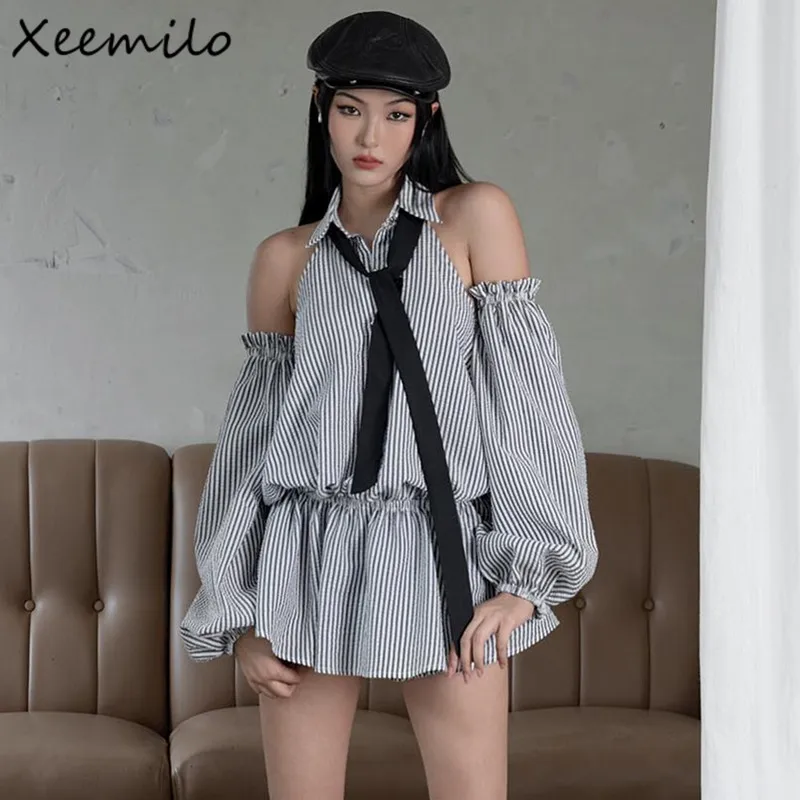 Xeemilo Elegant Striped Print Backless Tank Top With High Elastic Flower Bud Shorts Pants + Suit Tie Streetwear Women 2 Piece
Xeemilo Elegant Striped Print Backless Tank Top With High Elastic Flower Bud Shorts Pants + Suit Tie Streetwear Women 2 Piece