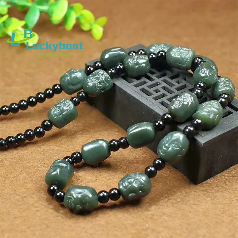 Natural Hetian Jade Sapphire Eighteen Arhats Necklace Pendant Jewelry Gift
Natural Hetian Jade Sapphire Eighteen Arhats Necklace Pendant Jewelry Gift