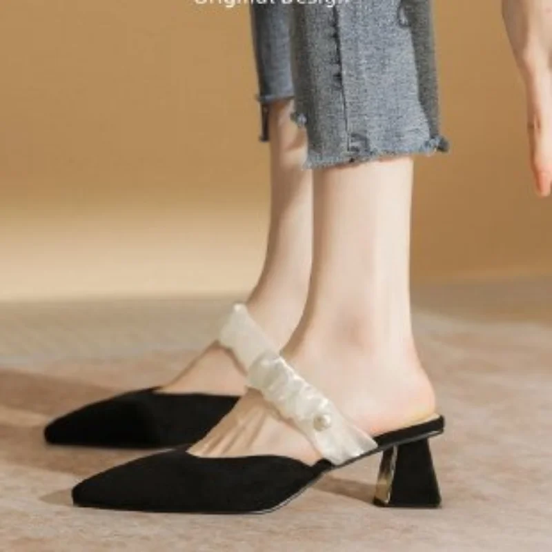 Туфли-лодочки женские на высоком каблуке, пикантные сандалии, толстая подошва, без задника, летняя обувь для свадьбы, черные
Туфли-лодочки женские на высоком каблуке, пикантные сандалии, толстая подошва, без задника, летняя обувь для свадьбы, черные