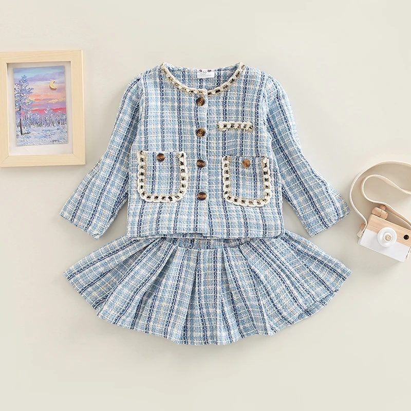2 шт., детский клетчатый комплект из юбки и пуговиц с длинным рукавом
2 шт., детский клетчатый комплект из юбки и пуговиц с длинным рукавом