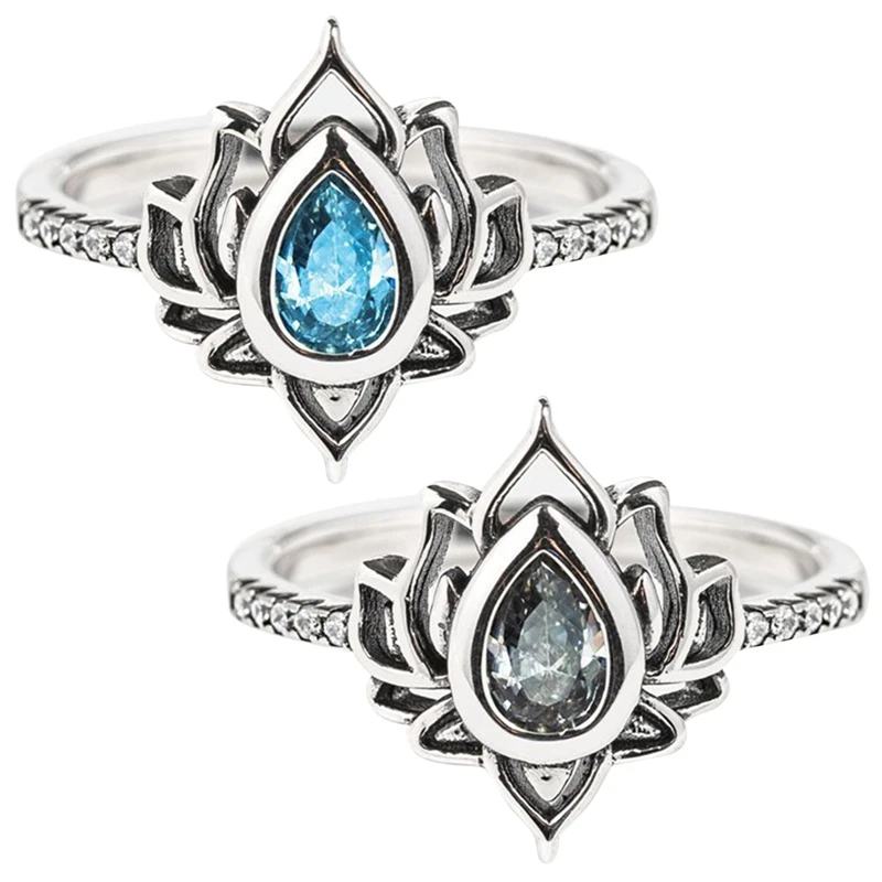 Unique Design Lotus Flower Rings For Women Vintage Silver Color Fashion Jewelry Retro Style Pear Zircon Ring Anniversary Gift
Unique Design Lotus Flower Rings For Women Vintage Silver Color Fashion Jewelry Retro Style Pear Zircon Ring Anniversary Gift