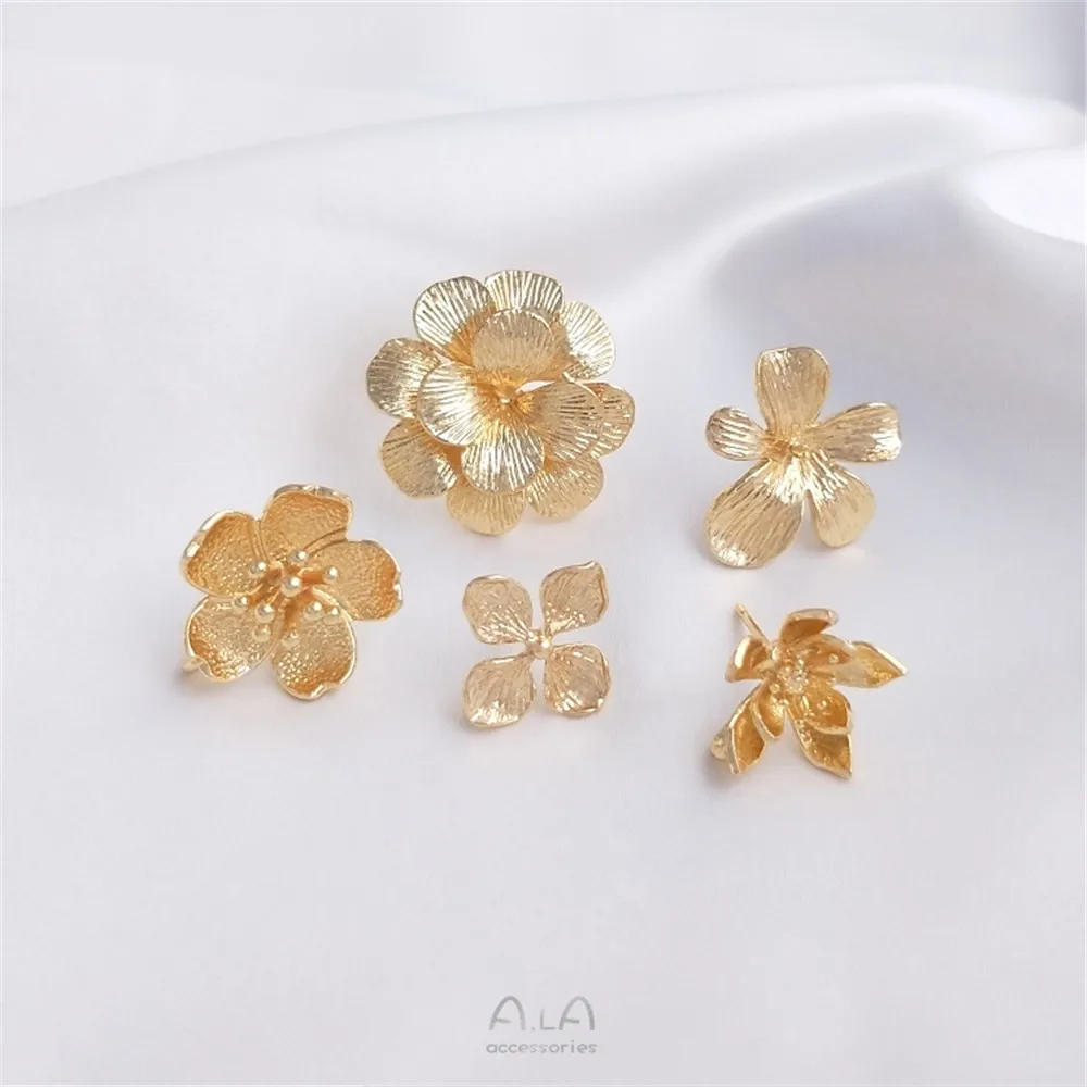 

14K gold-covered antique flower with earring rosette earrings beaded earrings 925 silver handmade earring material