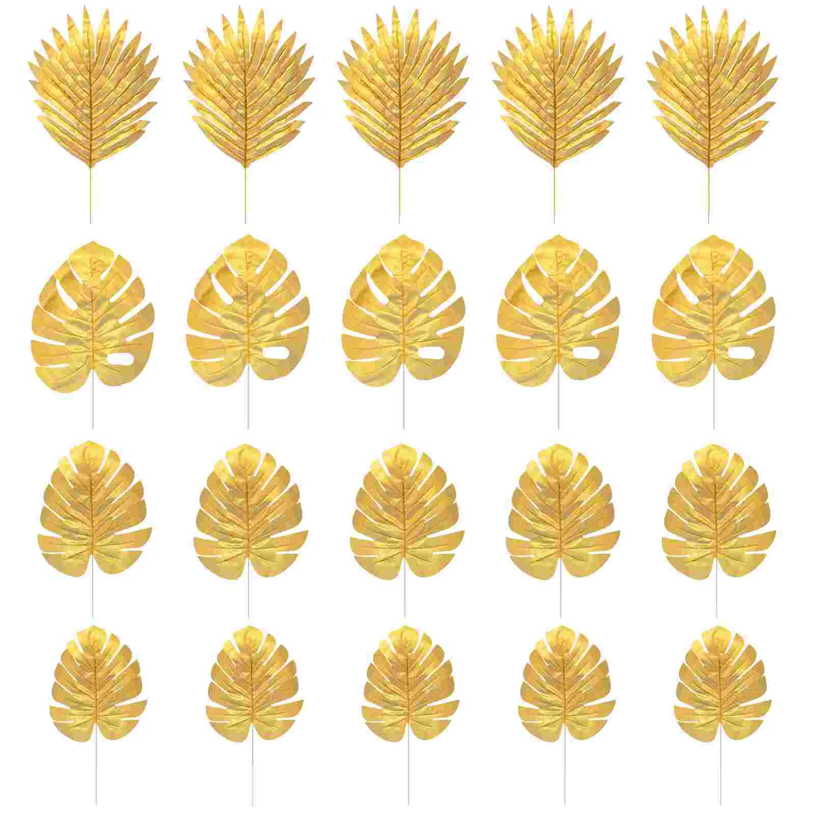 

Leaves Palm Artificial Leaf Tropical Golden Decor Simulated Decoration Gold Faux Monstera Party Turtle Ornament Leave Simulation