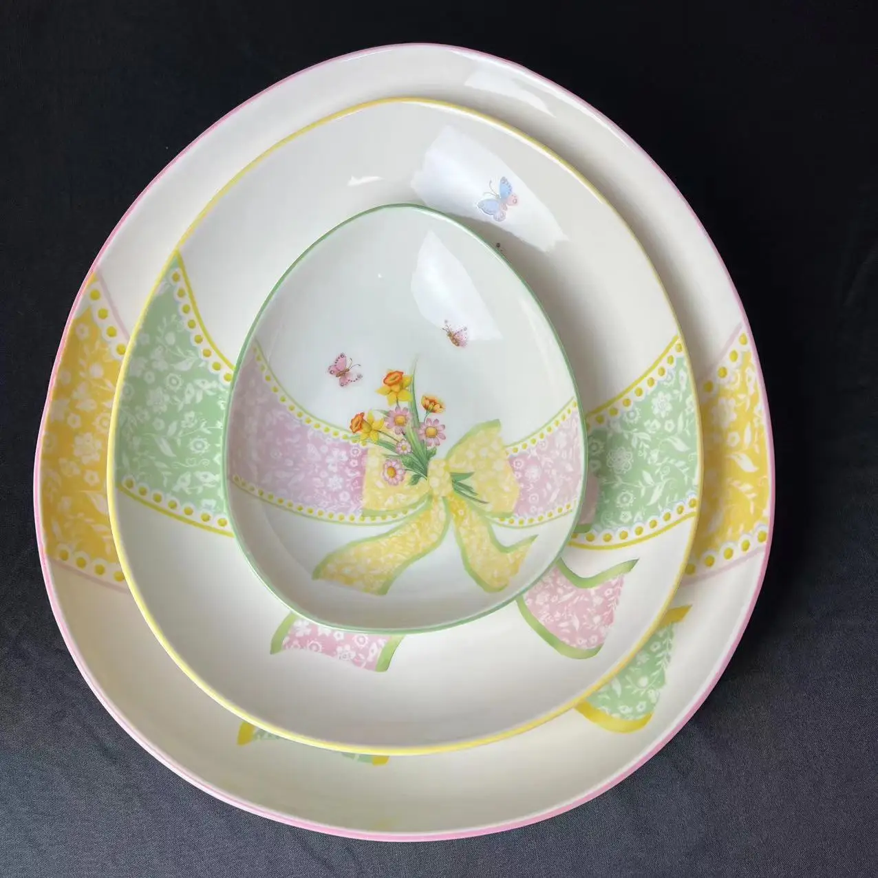 

Oval Porcelain Dinnerware for Kitchen, Spring Trays, Tulip Flower Plate, Egg Shaped Dining Plate, Dinnerware for Kitchen