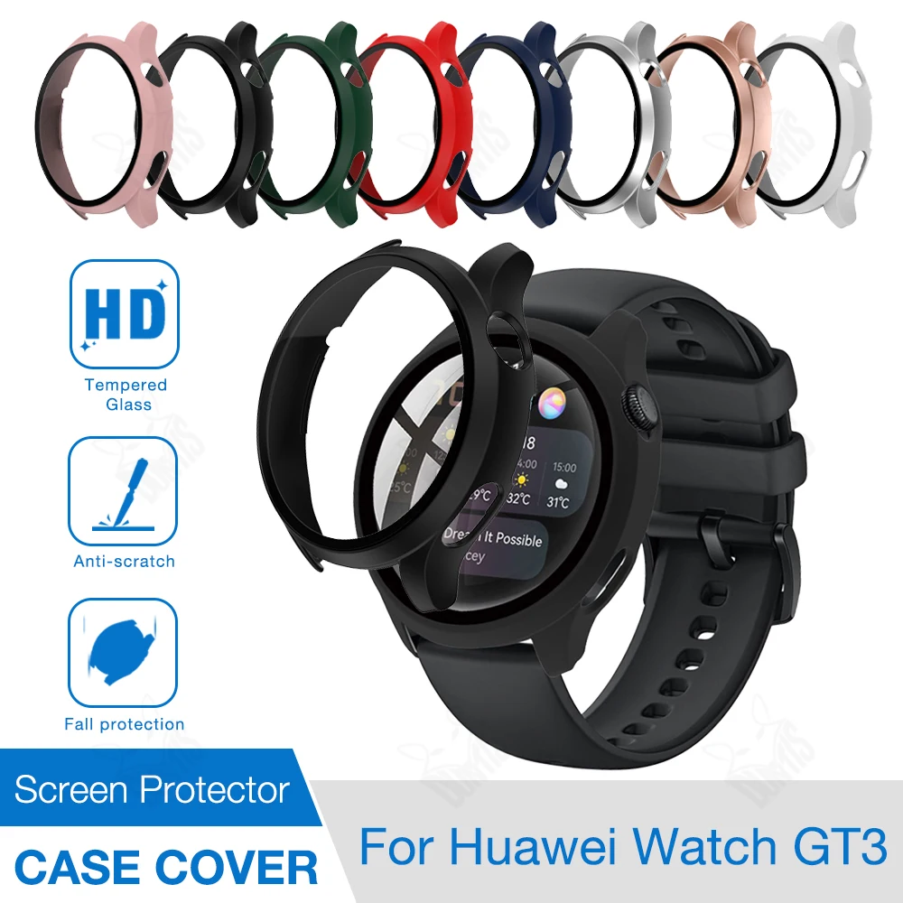 Матовый чехол + Защита экрана для Huawei Watch 3 Pro 46 мм 48 GT2 GT 2 2E 42 защитный с закаленным