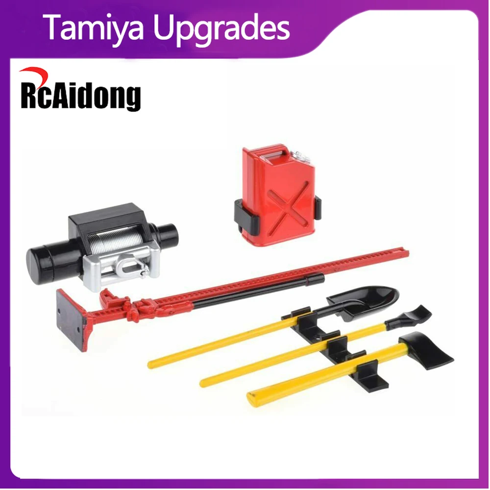 1/10 RC Accessories Decorative Tools Set W/Gas Can/Winch/Jack/Shovel/Axe Pry Bar for 1:10 Rock Crawler Car Tamiya CC01 D90 TRX4
1/10 RC Accessories Decorative Tools Set W/Gas Can/Winch/Jack/Shovel/Axe Pry Bar for 1:10 Rock Crawler Car Tamiya CC01 D90 TRX4
