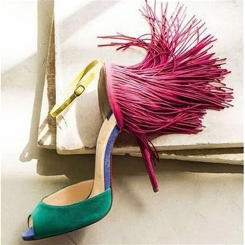 Ladies Sandals 2022 Summer New Fashion Sexy High-heeled Women's Sandals Tassel Color-blocking Personality Women's Stage Shoes
Ladies Sandals 2022 Summer New Fashion Sexy High-heeled Women's Sandals Tassel Color-blocking Personality Women's Stage Shoes