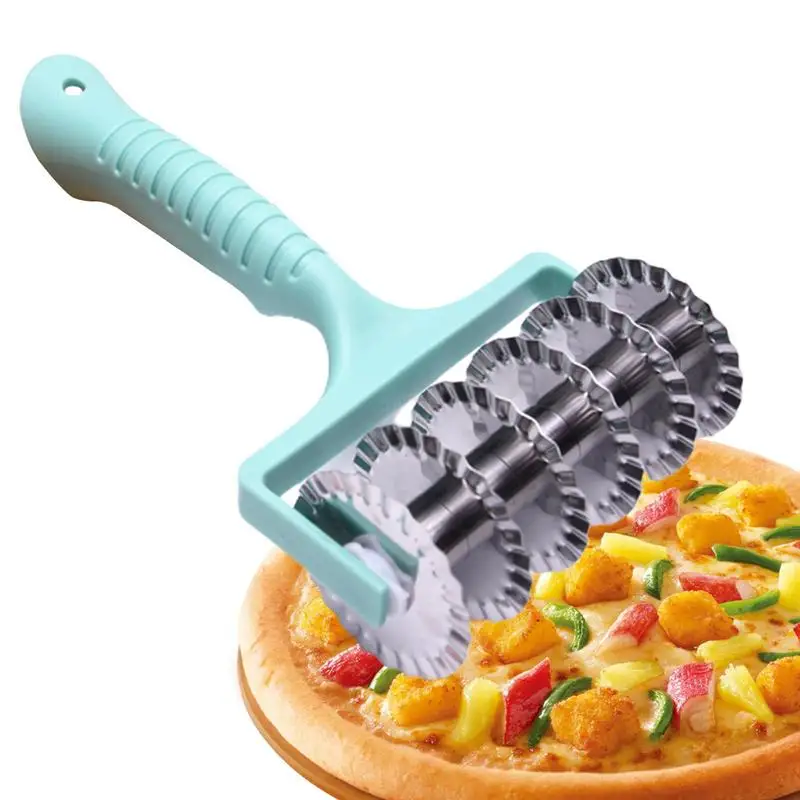 

Pizza Pastry Roller Pin Non-stick Baking Biscuit Patisserie Dough Crimper Tools Stainless Steel Pp Fancy Cut Tools 8.2*4.5*2inch
