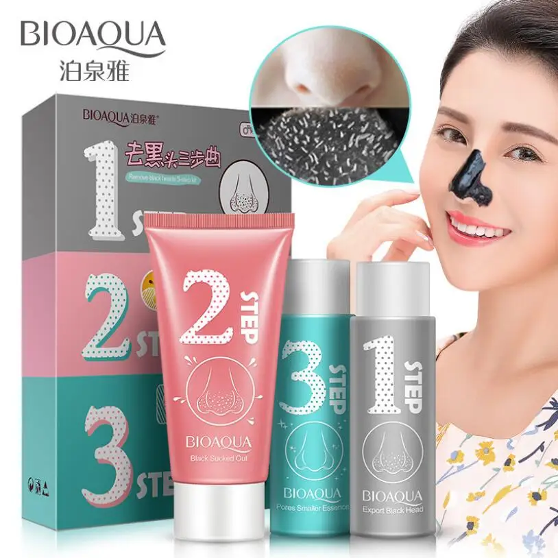 

BIOAQUA 3 Steps Black Head Remover Set Face Mask Nose Blackhead Remover Peeling Peel Off Black Head Acne Treatments