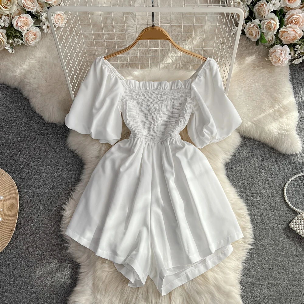 Clothland Women Elegant White Black Playsuit Square Collar Puff Sleeve Stretchy Body Chic Summer Jumpsuits KA323
Clothland Women Elegant White Black Playsuit Square Collar Puff Sleeve Stretchy Body Chic Summer Jumpsuits KA323