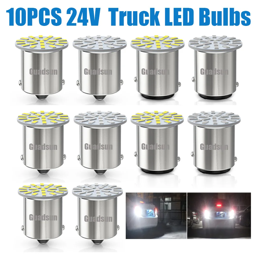 

Guadsun 10pcs Truck LED Bulb 24V 1156 1157 BA15S BAY15D 3014SMD White DRL Daytime Running Lamp Car Accessories Turn Signal Light
