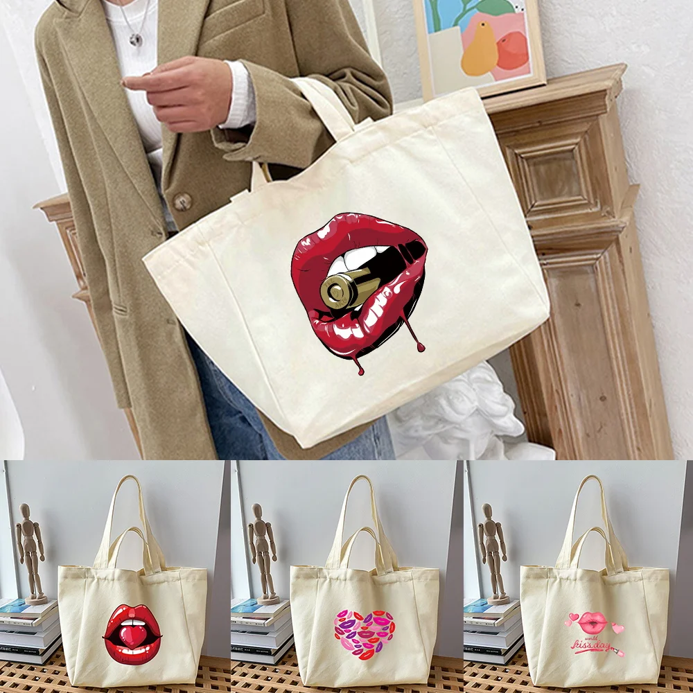 Trend Women's Fabric Shopping Bag Fashion Classic Mouth Series Pattern Shoulder Bag Reusable Black Print Canvas Tote Bag Shopper
Trend Women's Fabric Shopping Bag Fashion Classic Mouth Series Pattern Shoulder Bag Reusable Black Print Canvas Tote Bag Shopper