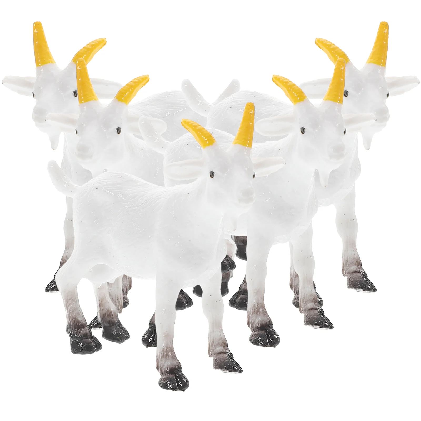 

5 PCS Aries Model Ornament Cake Decor Vivid Animal White Sheep Miniature Adornment Pvc Plastic