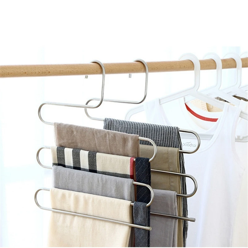36X36cm Stainless Steel Pants Rack S-Type 5 Layer Pants Wardrobe Hanger Multi-Function Belt Rack Clothing Towel Storage Rack
36X36cm Stainless Steel Pants Rack S-Type 5 Layer Pants Wardrobe Hanger Multi-Function Belt Rack Clothing Towel Storage Rack