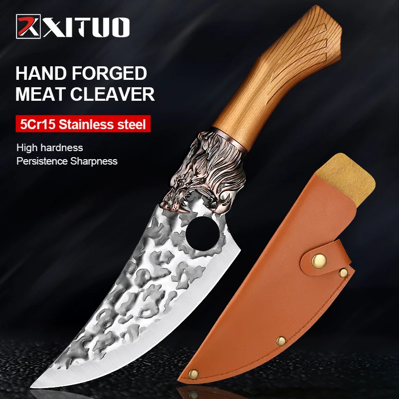 XITUO hand forged knife wolf head slaughtering knife boning knife peeling segmentation knife butcher chef knife outdoor knife
XITUO hand forged knife wolf head slaughtering knife boning knife peeling segmentation knife butcher chef knife outdoor knife