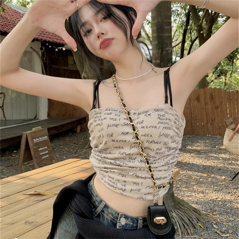 Summer Short Letter Camisole Women's Sleeveless Beauty Back Underwear Fashion Sexy Tank Tops intage Punk Girl Camisole Top Vest
Summer Short Letter Camisole Women's Sleeveless Beauty Back Underwear Fashion Sexy Tank Tops intage Punk Girl Camisole Top Vest