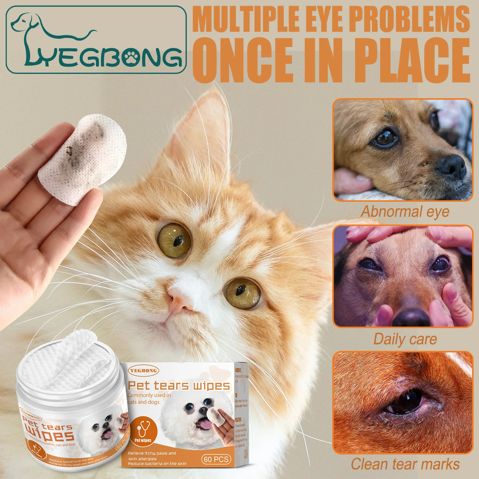 60pcs Pet Wet Wipes Eye Tear Ear Stain Remover Cleaning Remove Plaque And Bacteria Portable Wet Towels Dog Cat Pet Cleaning
60pcs Pet Wet Wipes Eye Tear Ear Stain Remover Cleaning Remove Plaque And Bacteria Portable Wet Towels Dog Cat Pet Cleaning