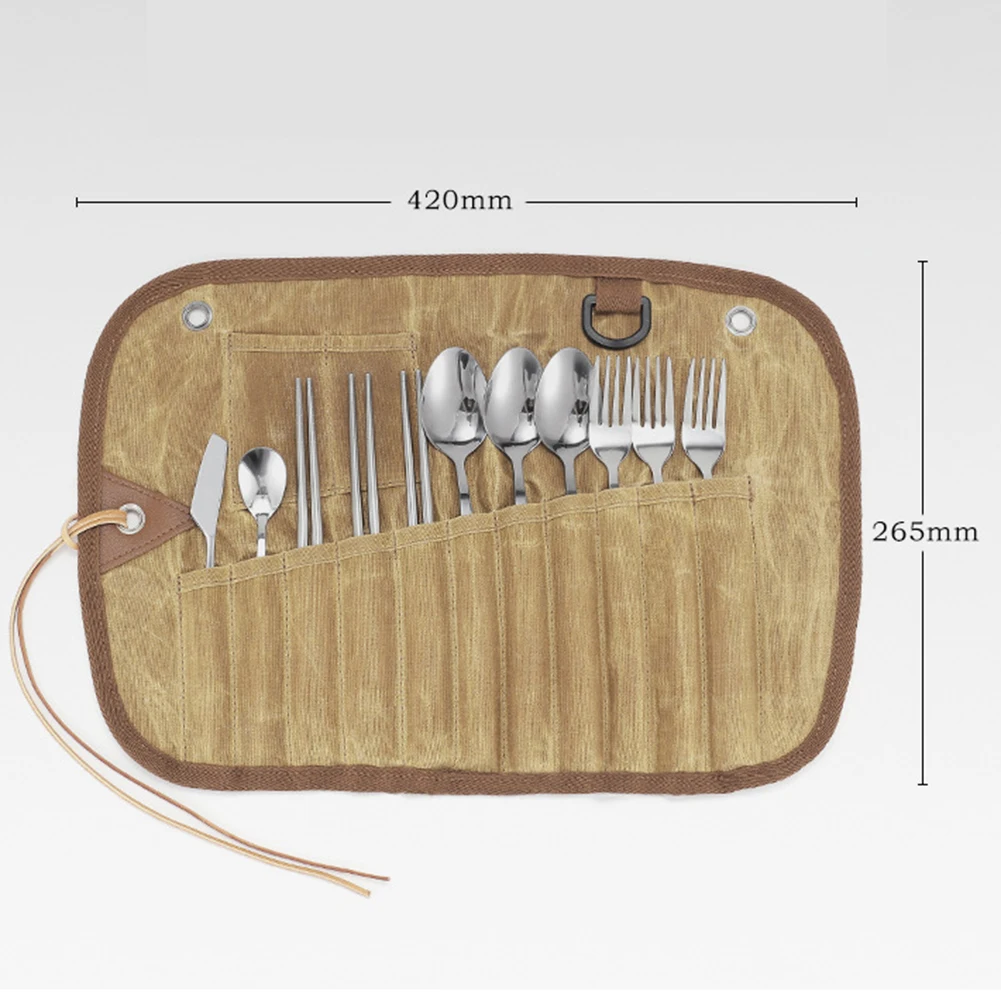 Cutlery Set Storage Bag Stainless Steel Spoon Chopsticks Fork Outdoor Camping Picnic Cutlery Package Foldable Canvas Bags
Cutlery Set Storage Bag Stainless Steel Spoon Chopsticks Fork Outdoor Camping Picnic Cutlery Package Foldable Canvas Bags