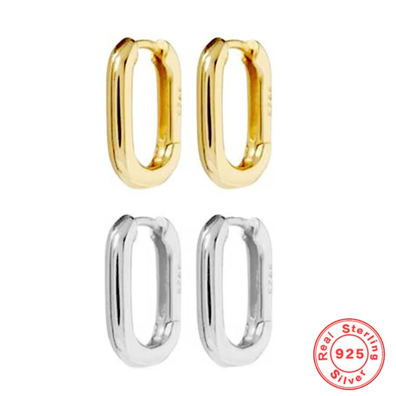 925 Sterling Silver Punk Geometric Oval Hoop Earrings Simple Personality European and American Earings Gold Silver Color Jewelry
925 Sterling Silver Punk Geometric Oval Hoop Earrings Simple Personality European and American Earings Gold Silver Color Jewelry